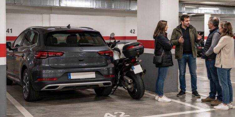 Garaje compartido: qué dice la ley sobre aparcar moto y coche juntos
